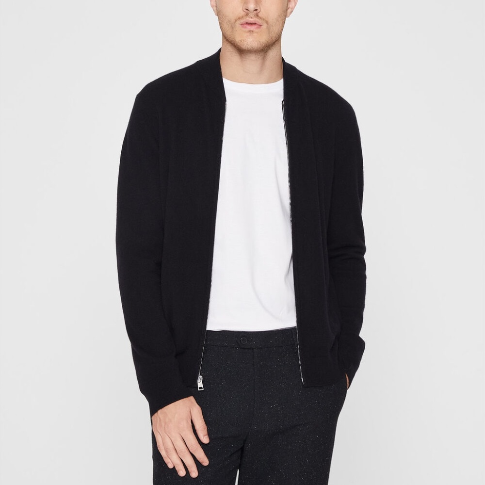 Cashmere Full Zip Sweater - New With Tags - NEVER WORN - Black